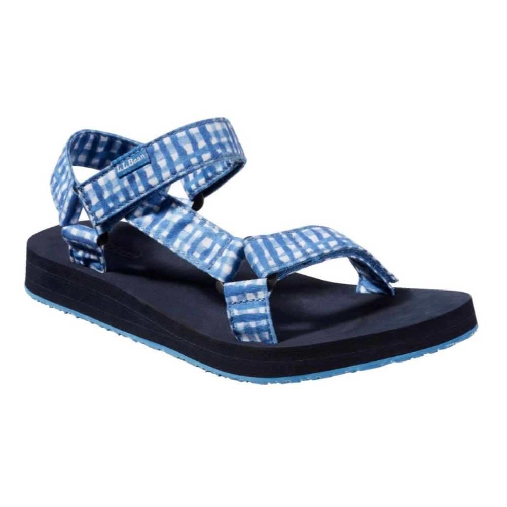 LL BEAN Maine 4 Point Sandal Blue Gingham Size 8 Medium NEW